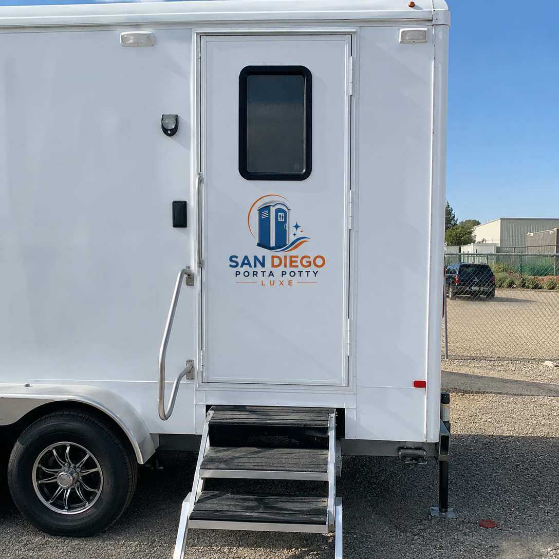 Clean, well-maintained San Diego Porta Potty Luxe restroom trailer